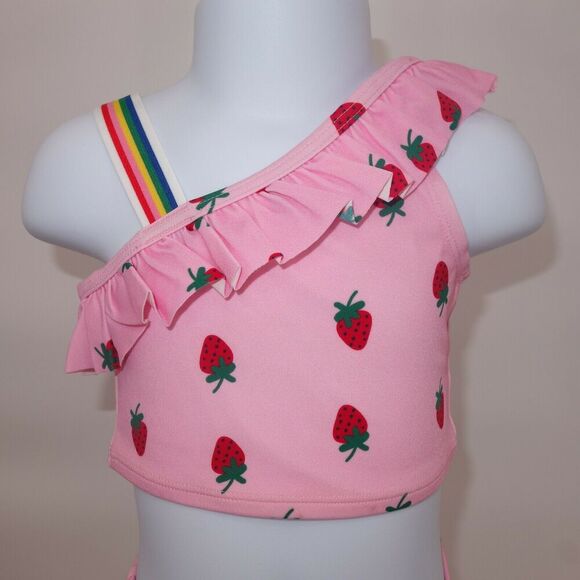NEW Hanna Andersson Pink Strawberry Ruffle Tankini Swimsuit Size 80 18-24 months - Picture 3 of 9